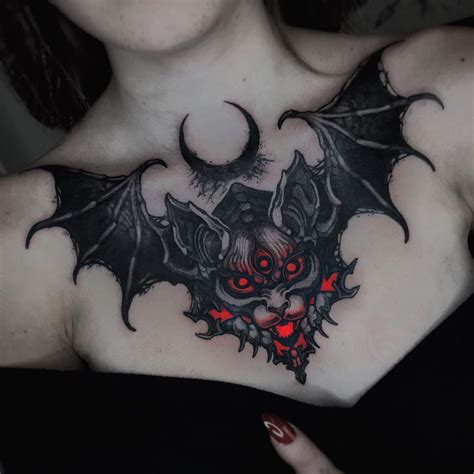 bat tattoo drawing|bat chest tattoo female.